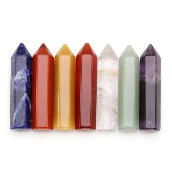 7 Chakra Reiki Hexagonal Crystal Wands