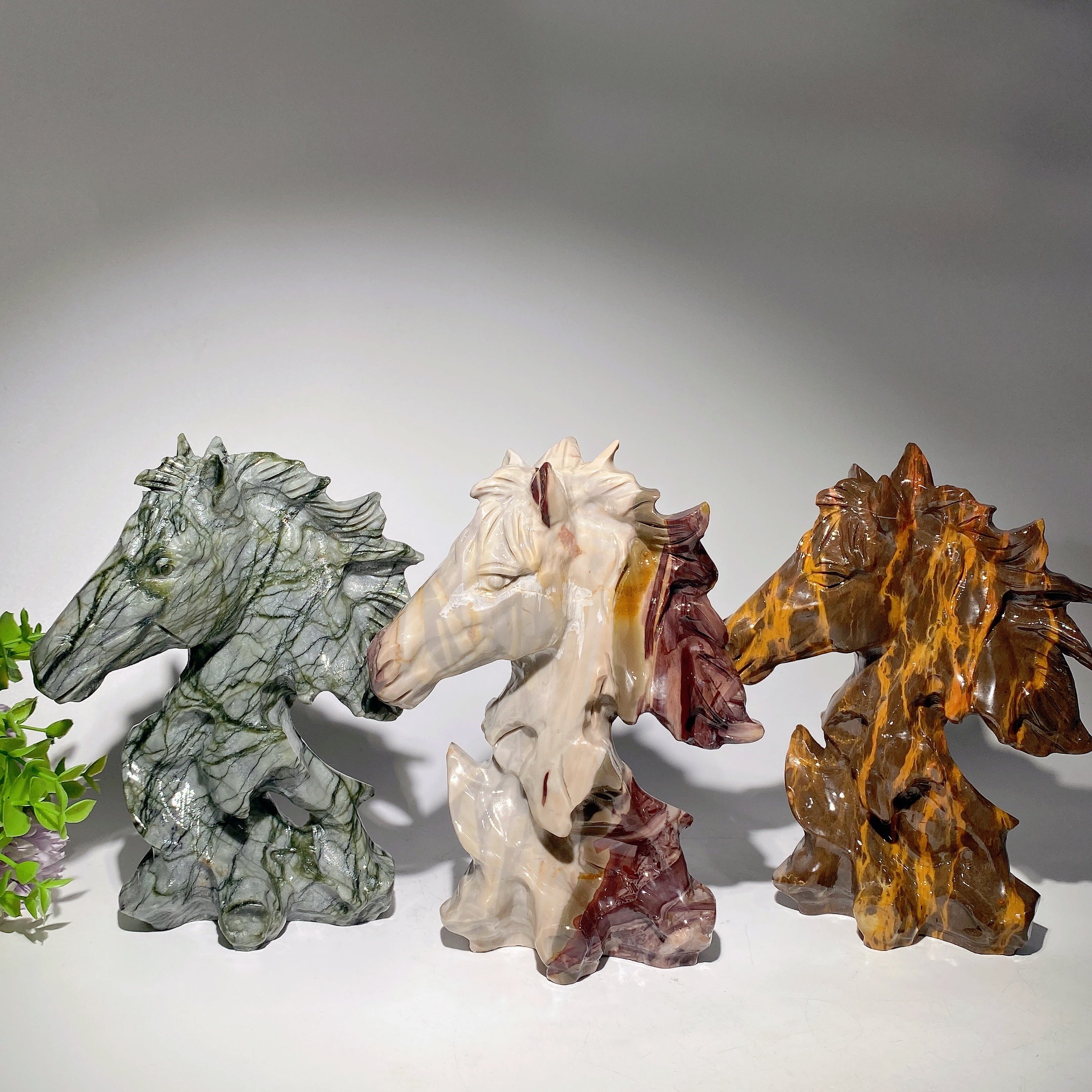 7 Inch Mixed Crystal Horse Head Healing Figurines
