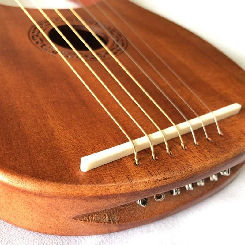 7-String Mahogany Lyre Harp Instrument