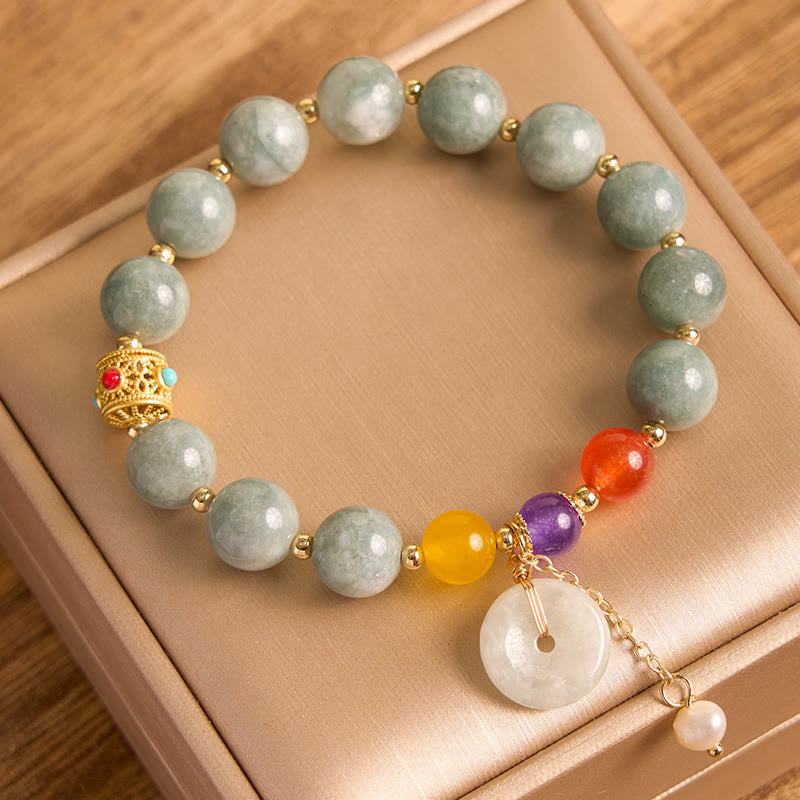 Jade Red Agate Peace Buckle Confidence Bracelet