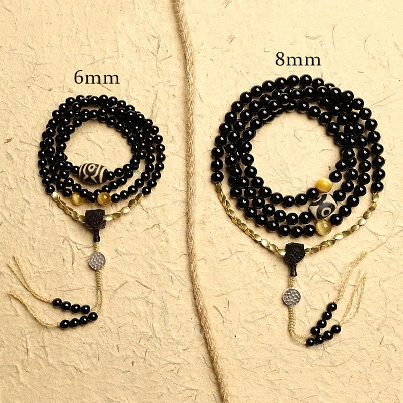 108 Beads Black Onyx Protection Gemstone Mala Bracelet