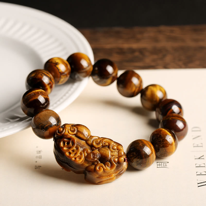 10mm Tiger Eye Wealth Bracelet for Protection & Luck