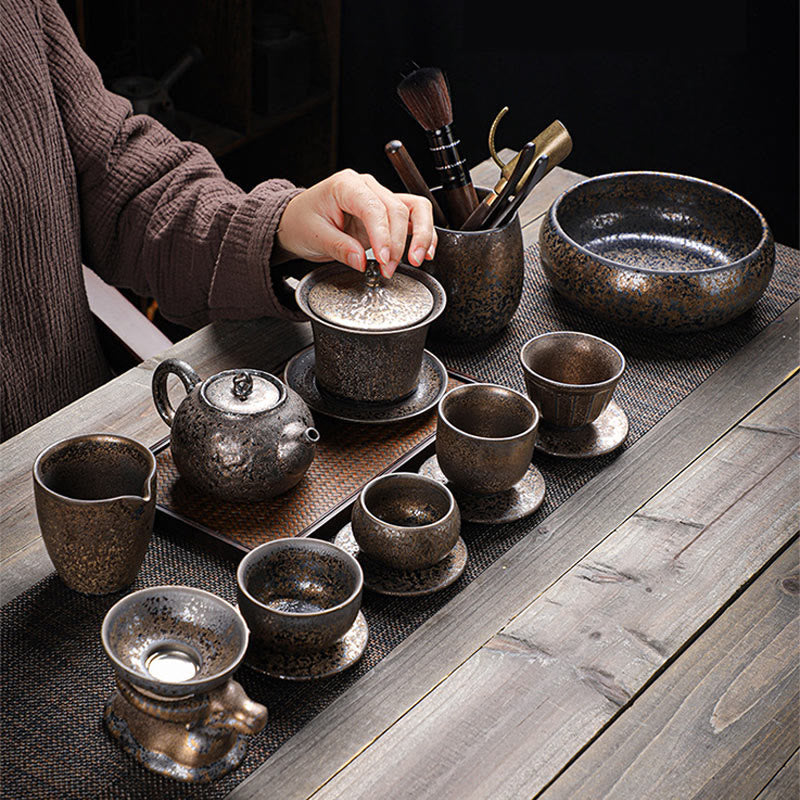 Rust Glaze Ceramic Gaiwan Tea Cup 230ml for Mindful Rituals