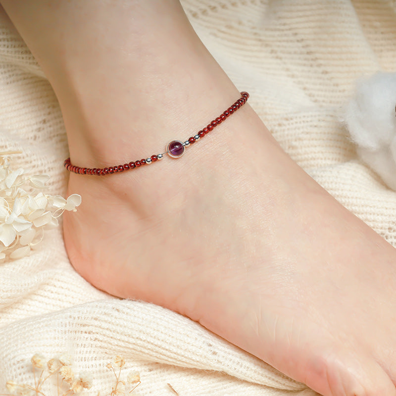 Garnet Amethyst Spiritual Purification Calm Anklet
