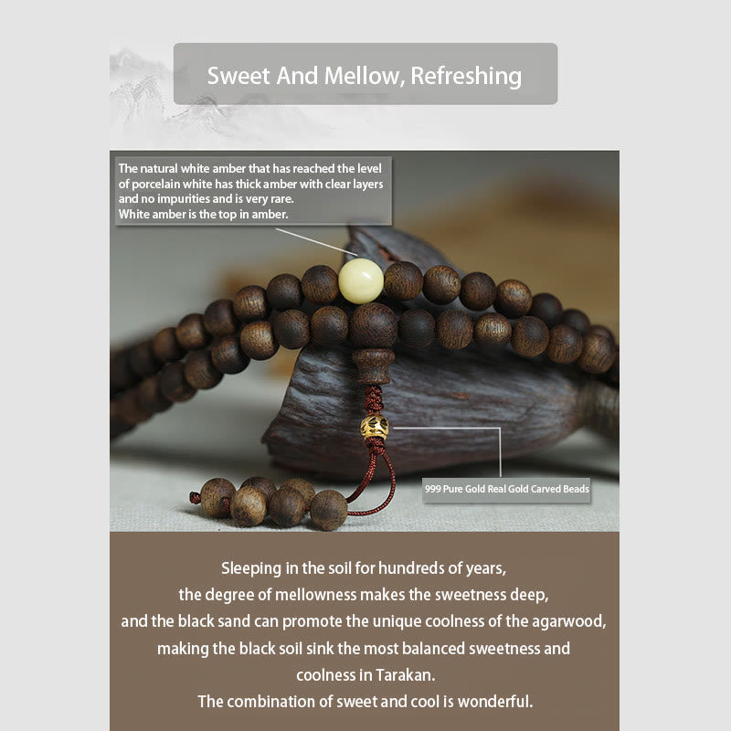 8mm Agarwood Mala Bracelet for Protection & Balance