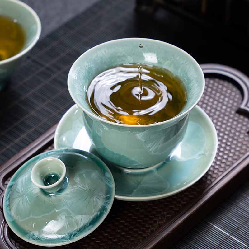 Traditional Ceramic Sancai Gaiwan Tea Cup 180ml for Meditation