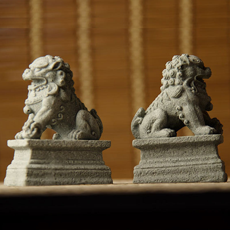 Fu Dogs Elephant Turtle Spiritual Statues Set for Home Blessings