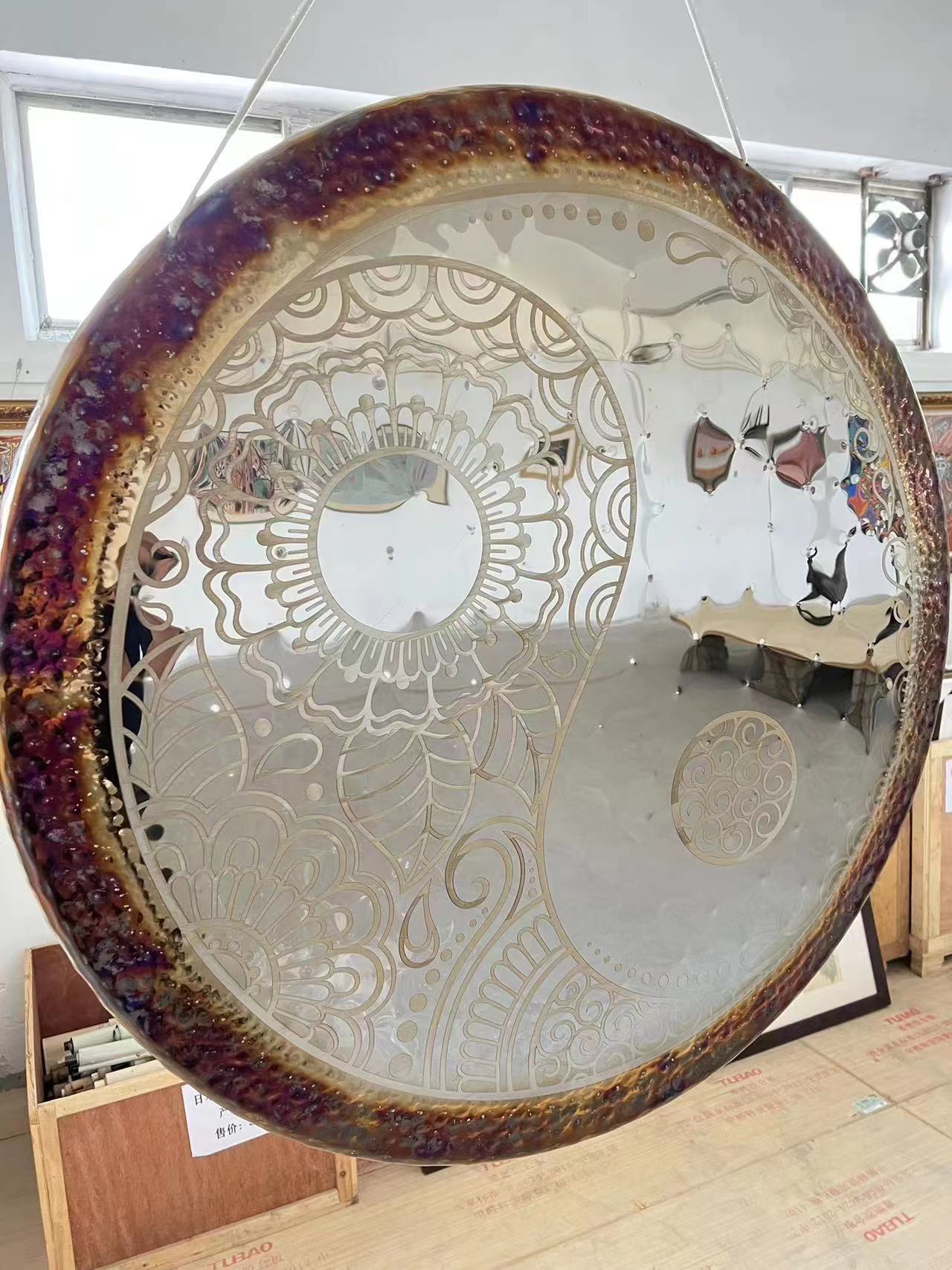 70cm Floral Yin Yang Meditation Gong Instrument