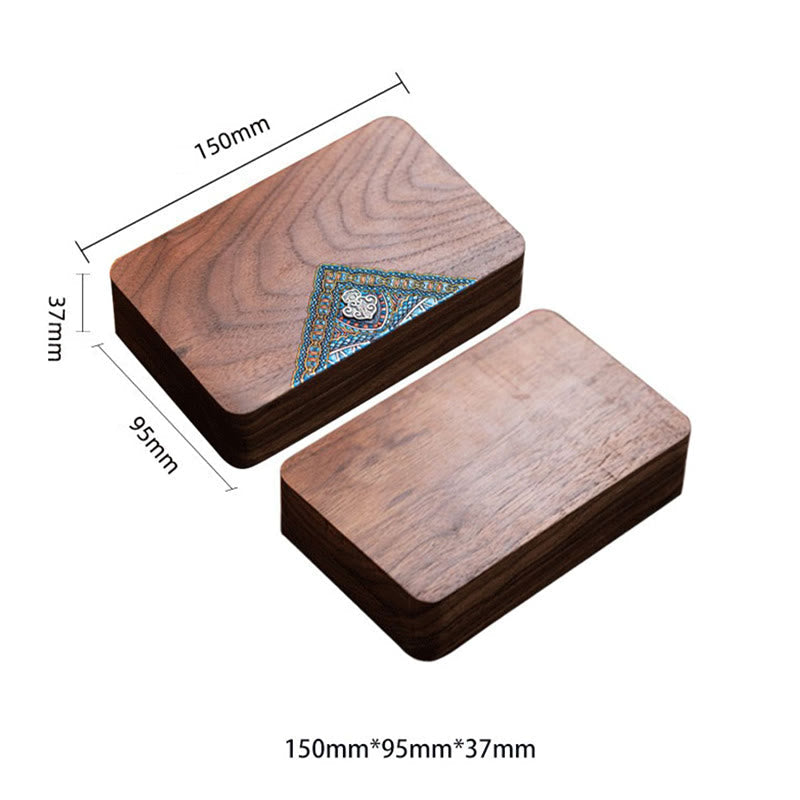 Vintage Handmade Black Walnut Wood Jewelry Storage Box