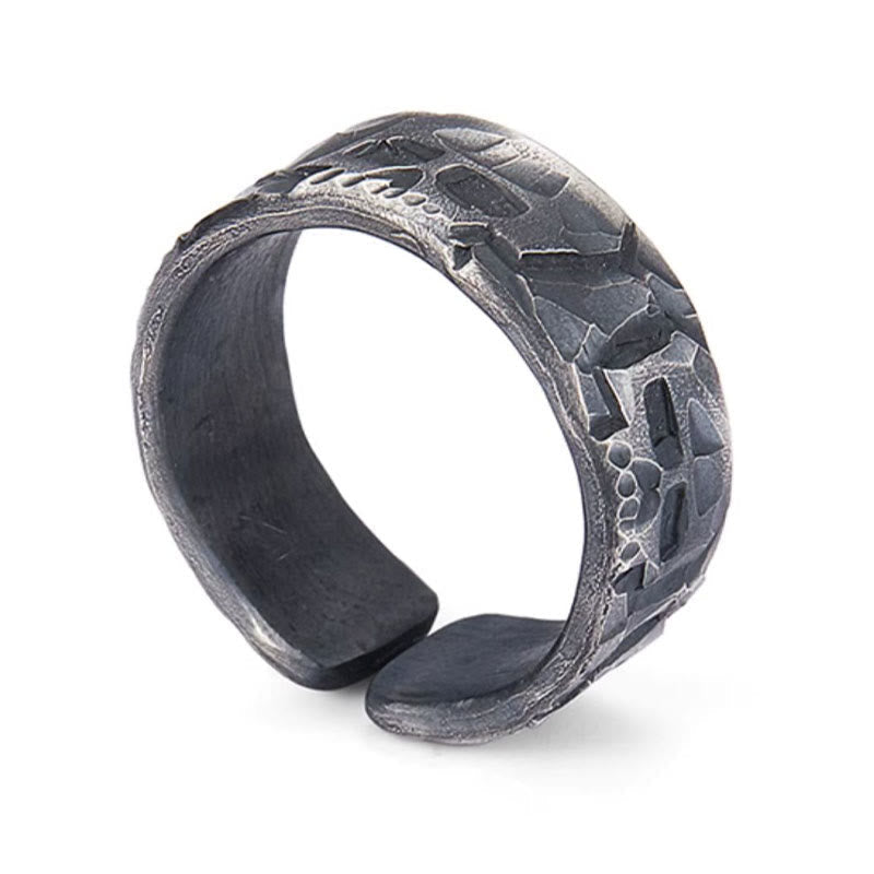 999 Sterling Silver Skeleton Pattern Spiritual Ring for Protection