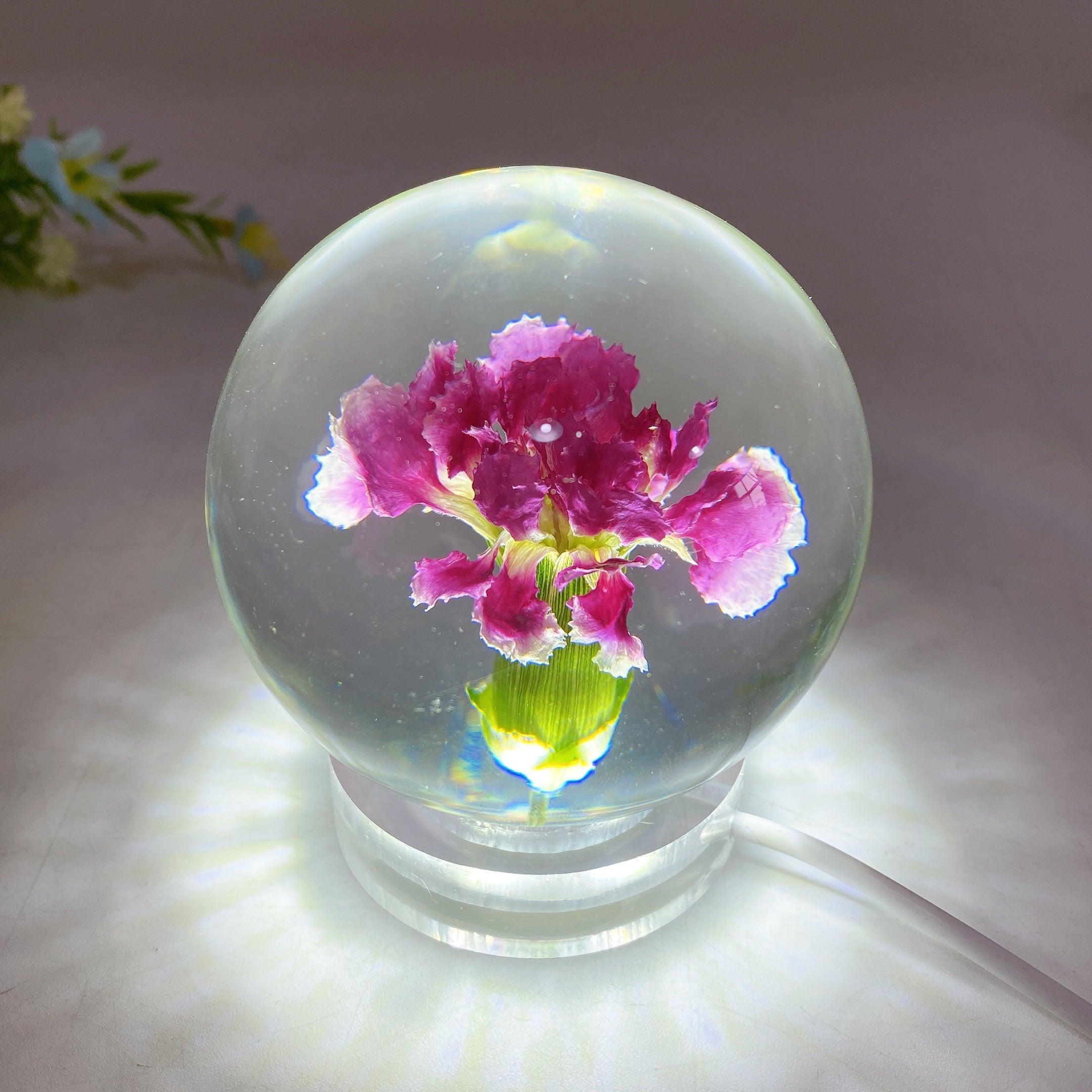 70mm Resin Flower Sphere Crystal Healing Orb