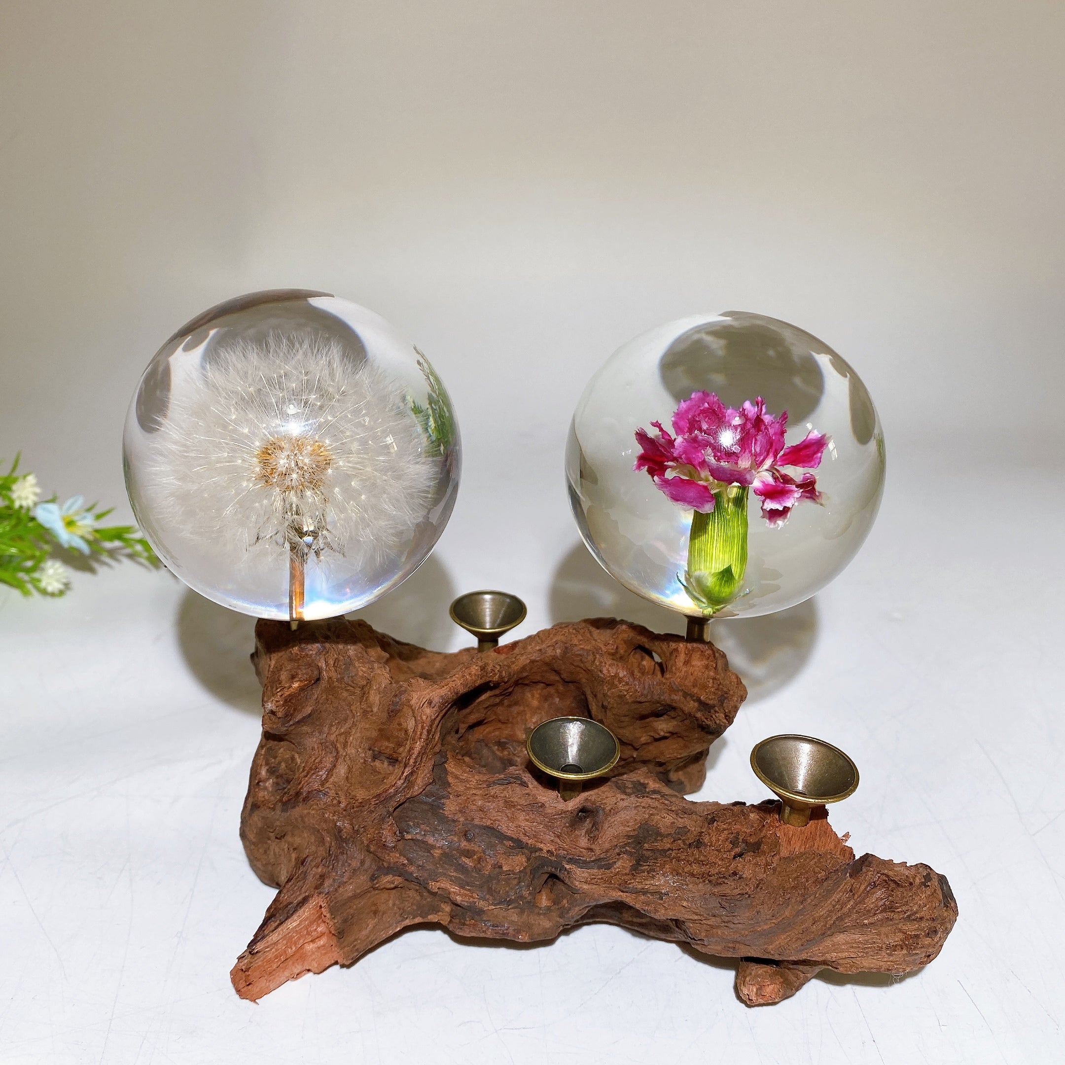 70mm Resin Flower Sphere Crystal Healing Orb