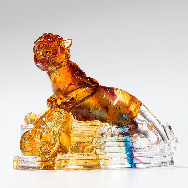 Handmade Liuli Crystal Chinese Dragon Figurine for Protection & Prosperity