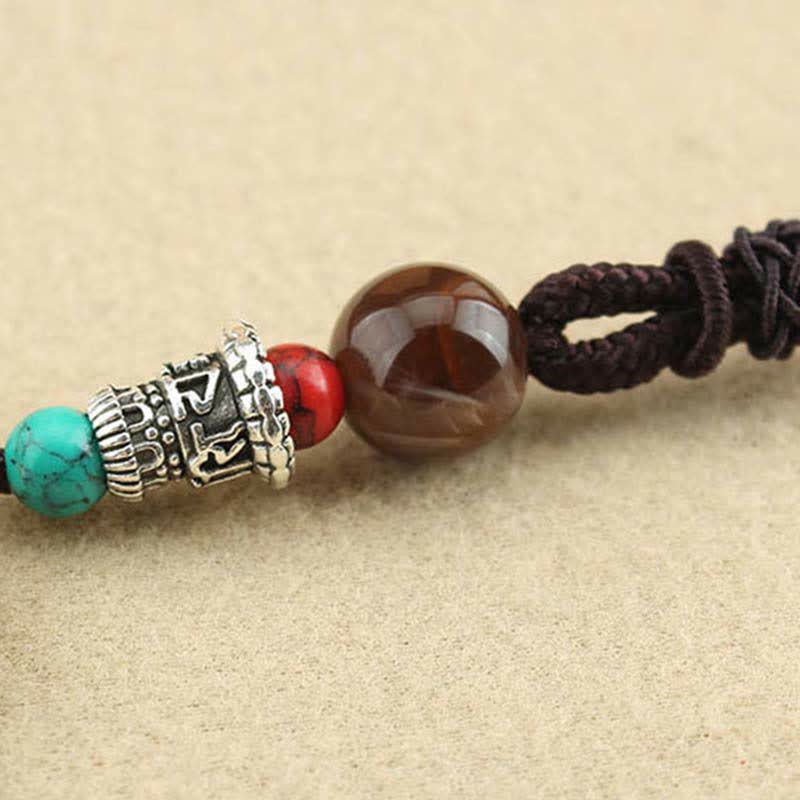 Ebony Wood Necklace Pendant with Five Gods of Wealth | Peace
