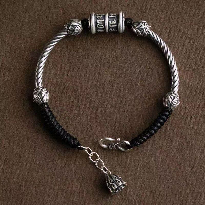 Copper Om Mani Padme Hum Lotus Peace Bracelet Unisex