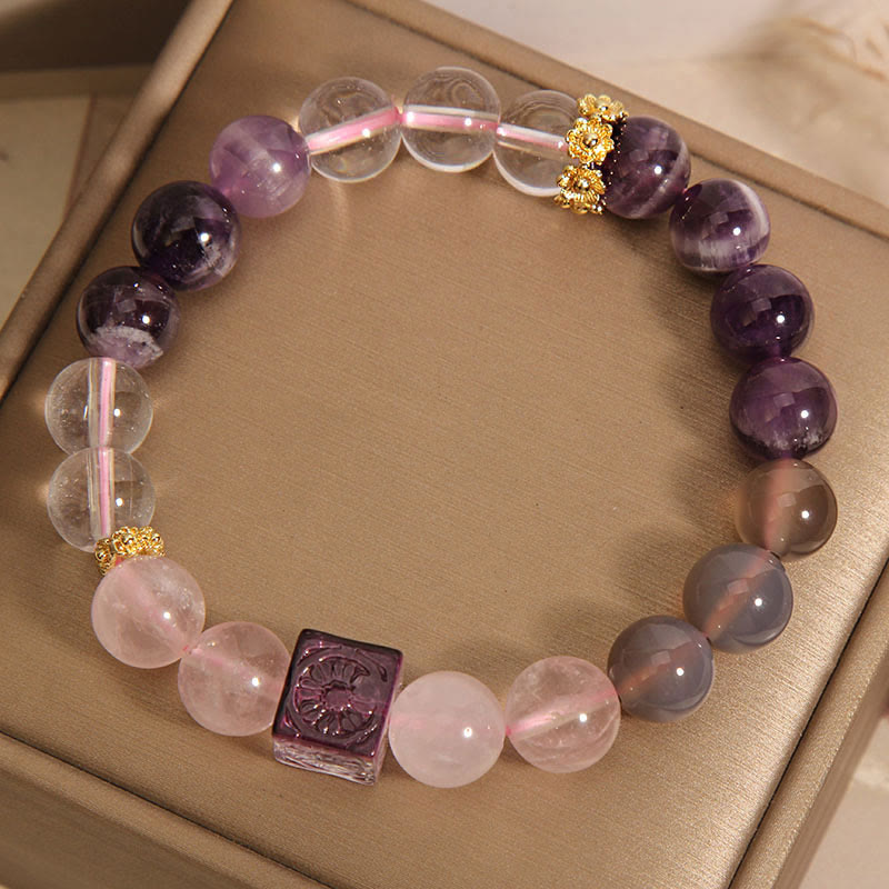 8mm Amethyst Pink Crystal Inner Peace Bracelet