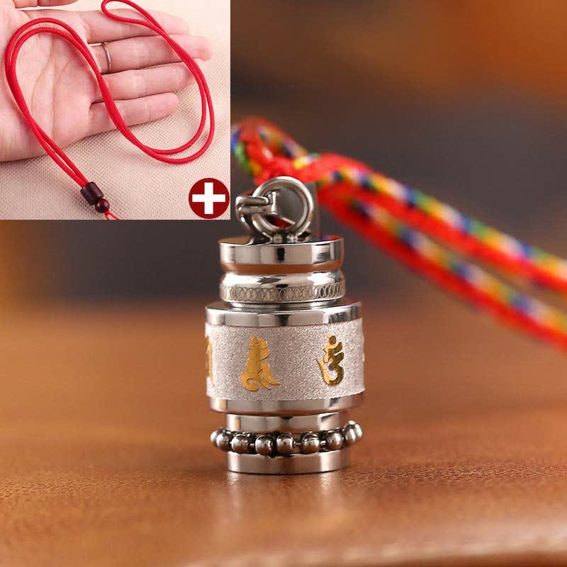 Om Mani Padme Hum Titanium Steel Wisdom Pendant 1.2cm