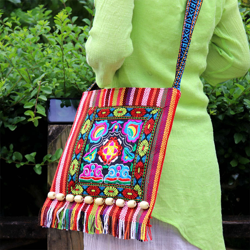 Canvas Camellia Crossbody Bag | Handmade Embroidered Shoulder Bag