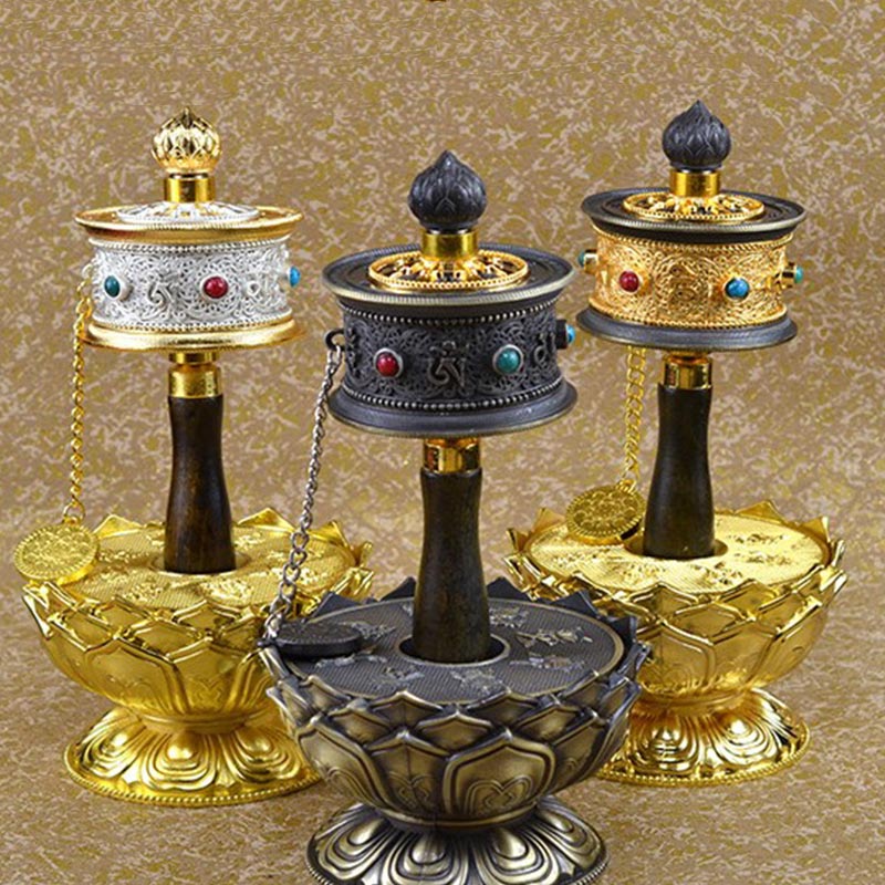 Zinc Alloy Tibetan Prayer Wheel Spiritual Decoration 5cm