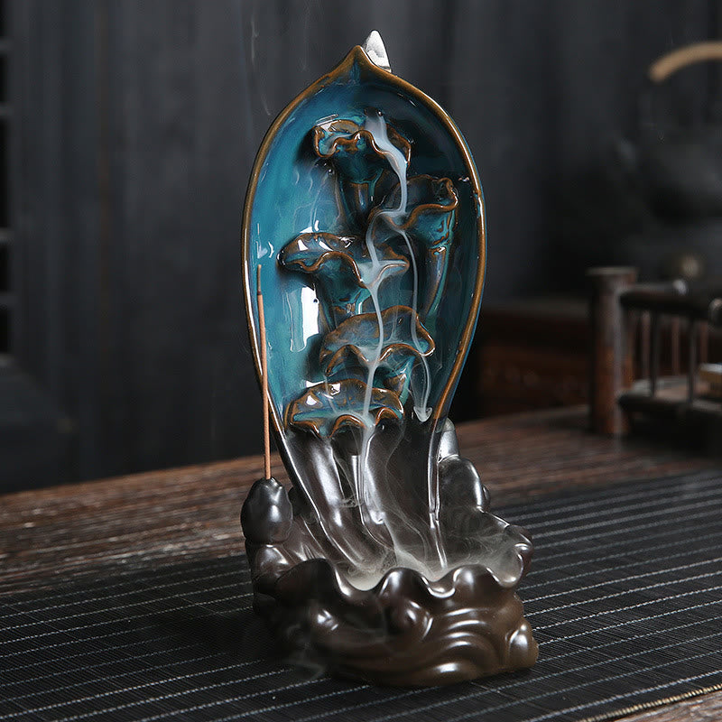 Ceramic Waterfall Incense Burner for Meditation & Backflow