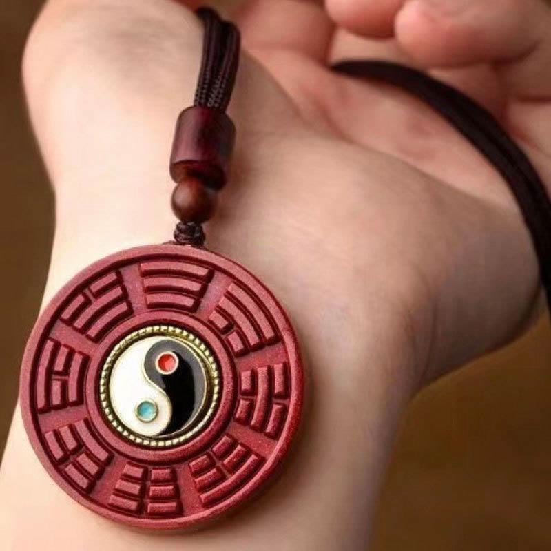Natural Cinnabar Yin Yang Pendant for Protection & Balance