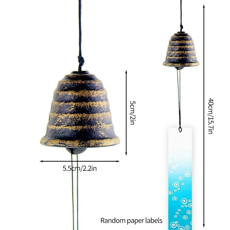 Bell-shaped bronze striped wind chime for Japanese home and garden decor