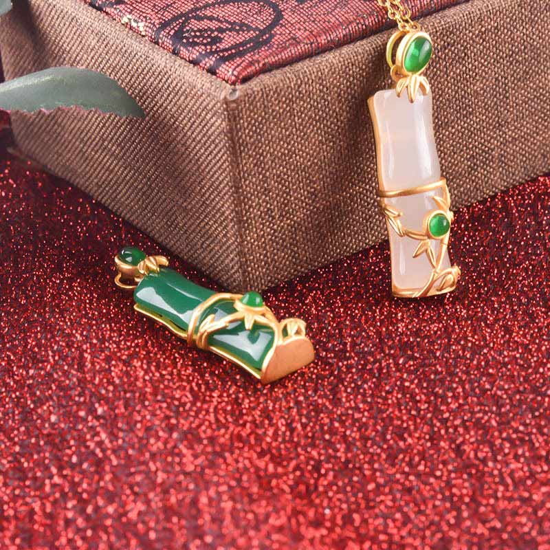 Unisex White Jade Cyan Jade Protection Necklace
