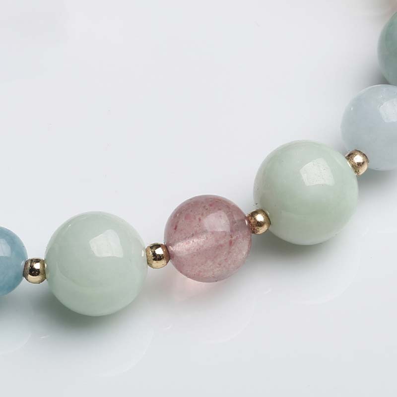 10mm Jade Lucky Bracelet with Pink Crystal for Prosperity