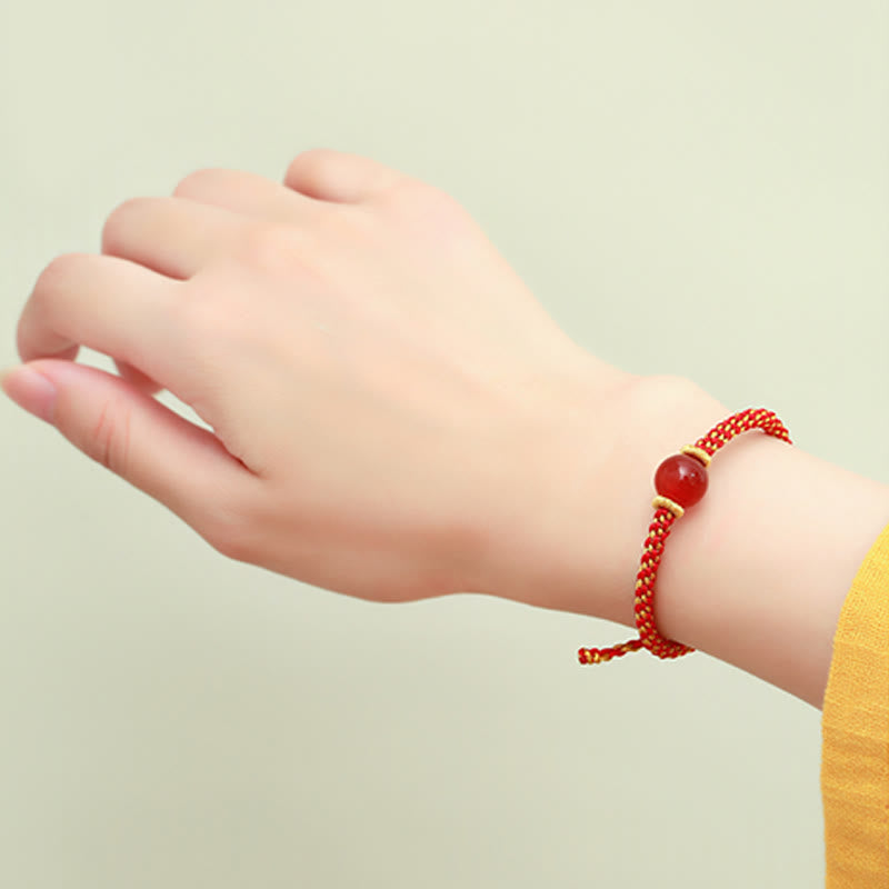 Handmade Red Agate Amethyst Calm Braided Bracelet