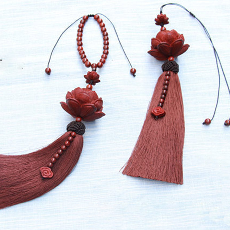 Small Leaf Red Sandalwood Zen Decor | Luck & Protection Tassel
