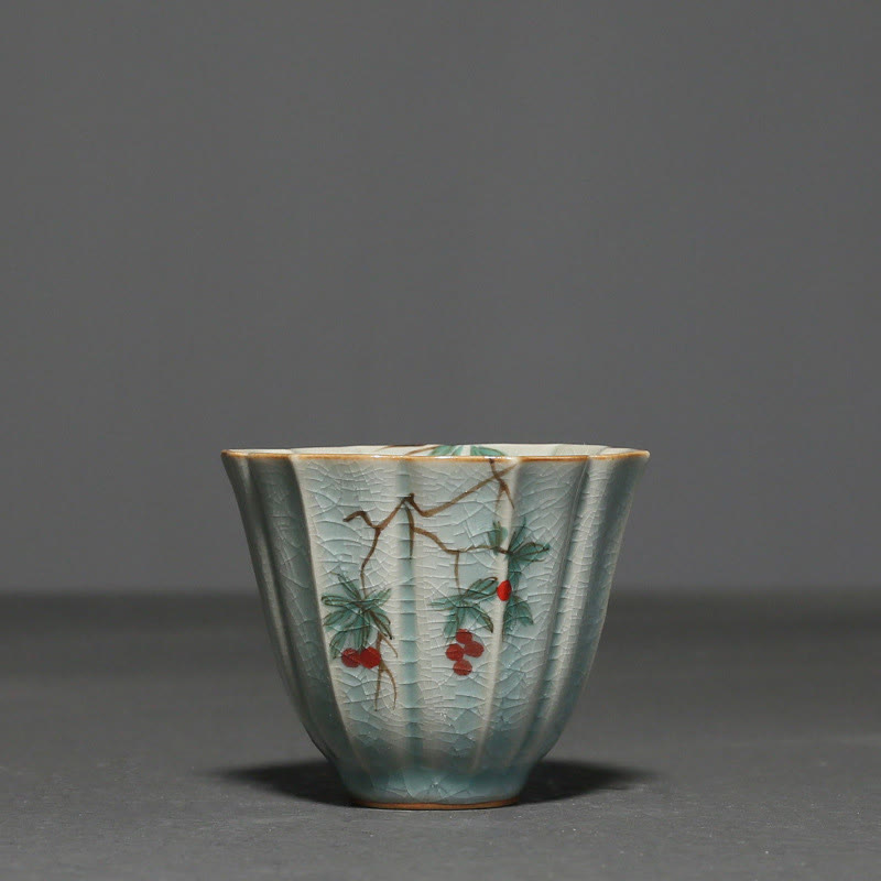 Loquat Dogwood Ceramic Kung Fu Tea Cup 75ml Zen Decor