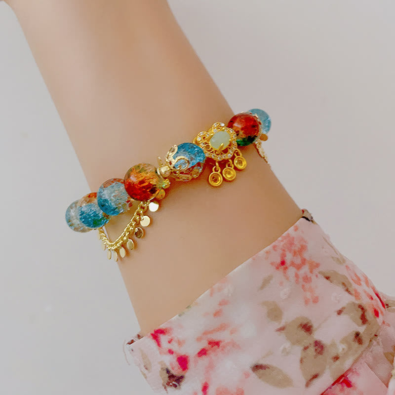 Colorful Liuli Glass Bead Spiritual Protection Bracelet