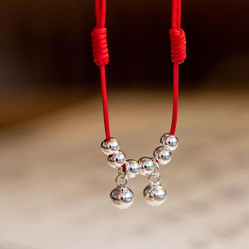 925 Sterling Silver Red String Bell Charm Spiritual Anklet