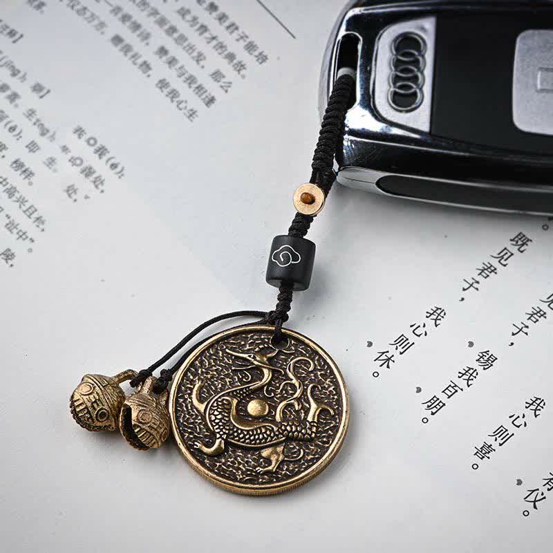 Copper Four Symbols Keychain with Azure Dragon & Mythical Creatures