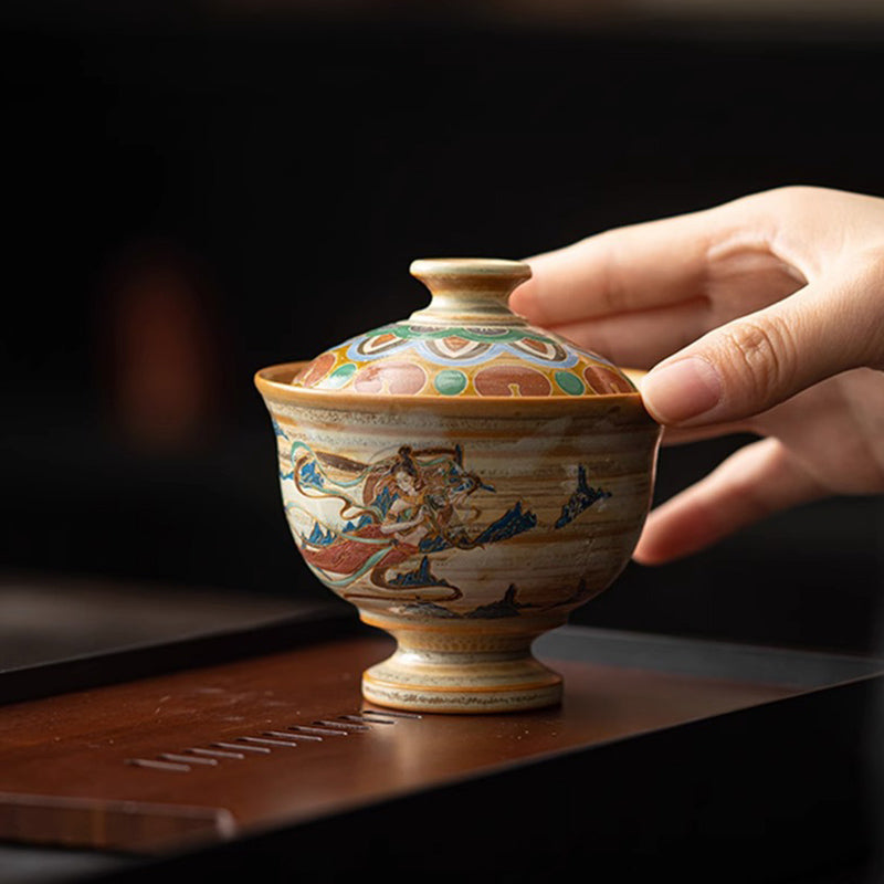 Dunhuang Flying Apsaras Ceramic Gaiwan Tea Cup 150ml