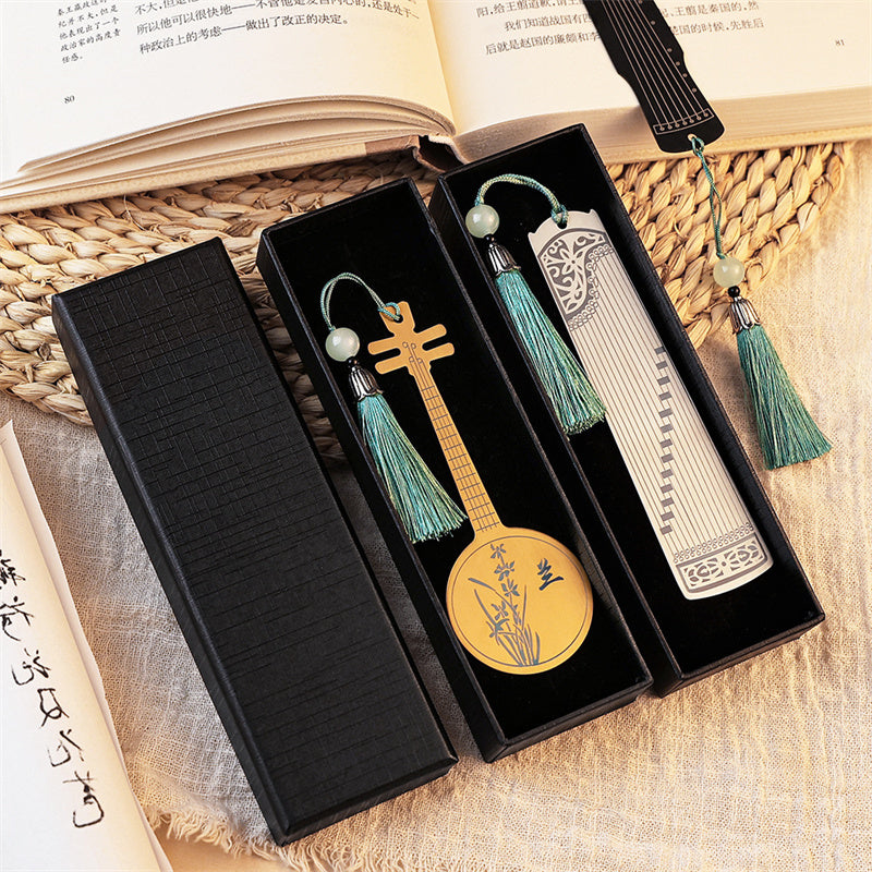 Gold Guzheng Metal Bookmark | Classical Instrument Design