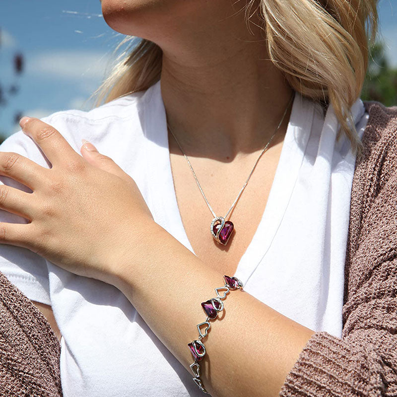 Love Heart Birthstone Healing Energy Necklace Pendant