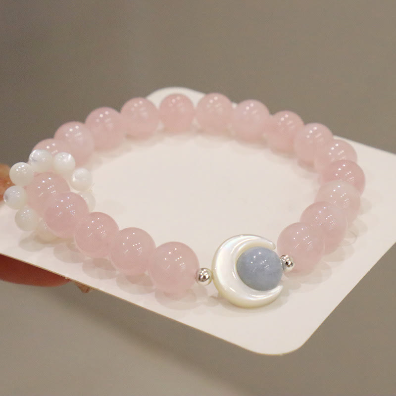925 Sterling Silver Amethyst Crescent Moon Healing Bracelet