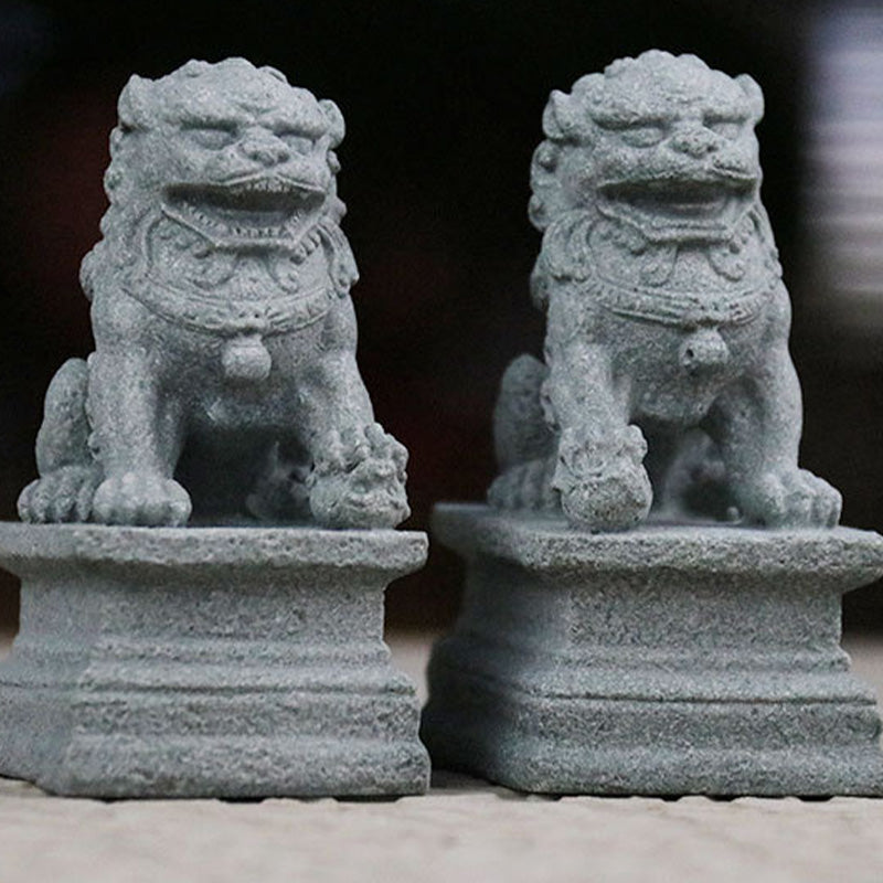 Fu Dogs Elephant Turtle Spiritual Statues Set for Home Blessings