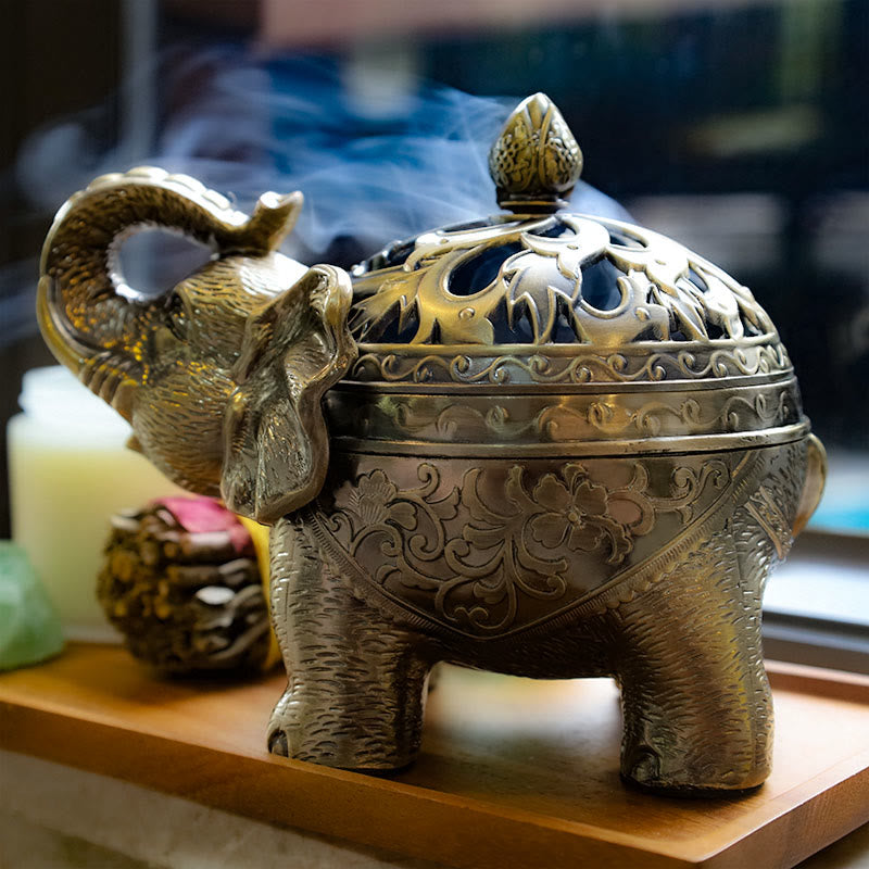 Elephant Alloy Waterfall Incense Burner for Zen Ambiance