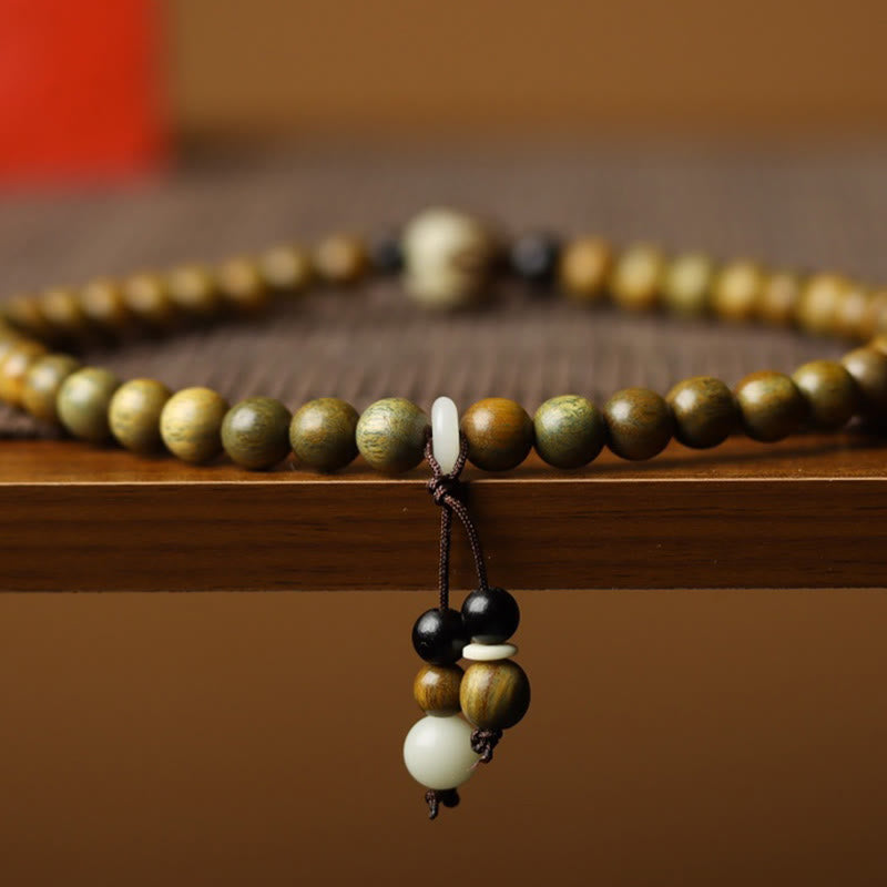Green Sandalwood Lotus Soothing Double Wrap Bracelet