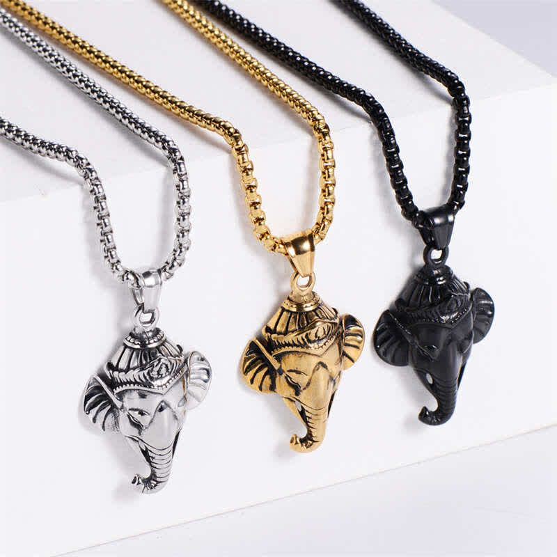 Ganesh Necklace Titanium Steel Pendant Protection Unisex