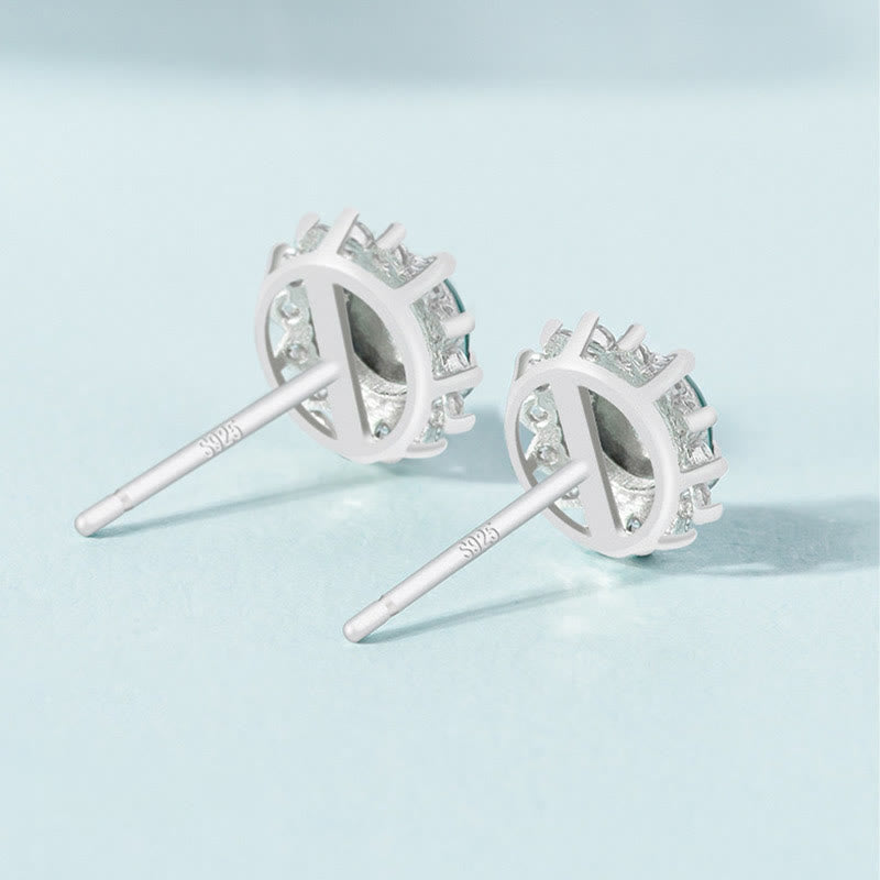 6mm Jade Luck Abundance Stud Earrings in 925 Sterling Silver