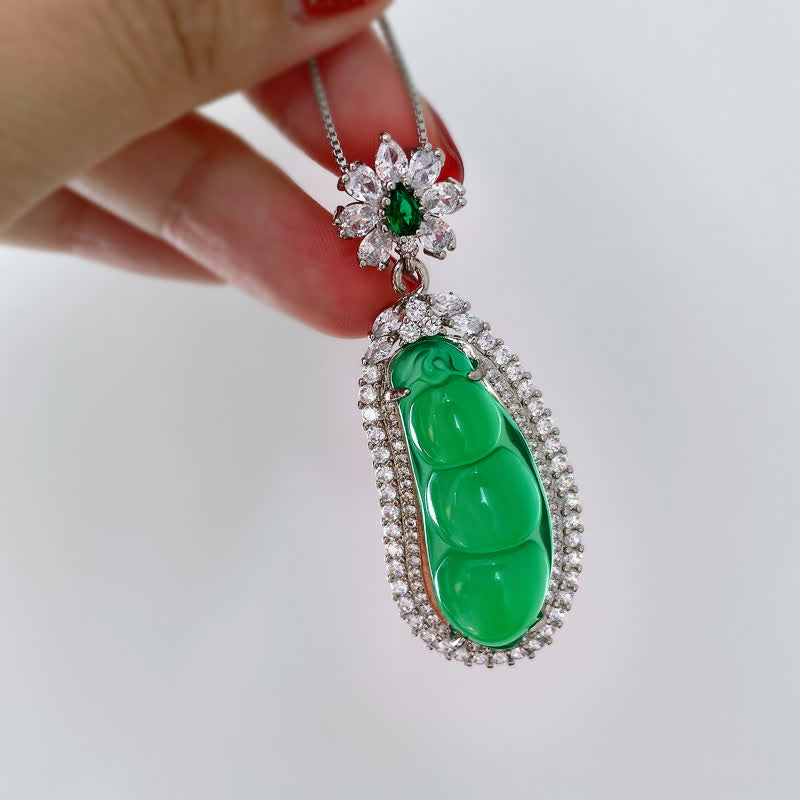 Cyan Jade Luck Necklace Pendant for Success & Healing
