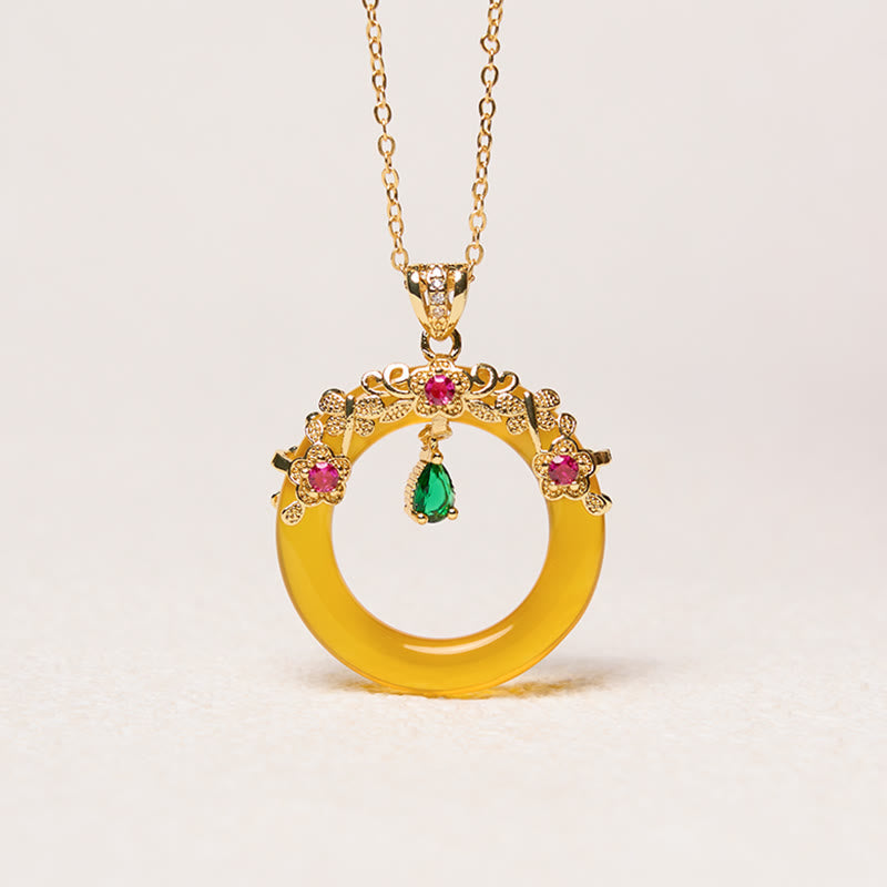 Green Chalcedony Peace Buckle Strength Necklace