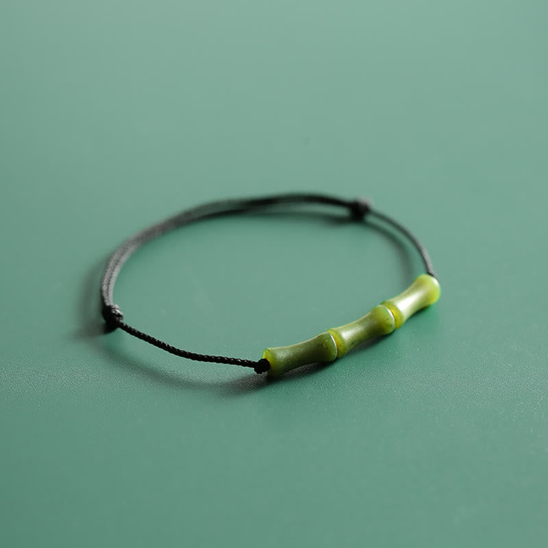 Green Bamboo Jade Luck Bracelet for Abundance & Growth