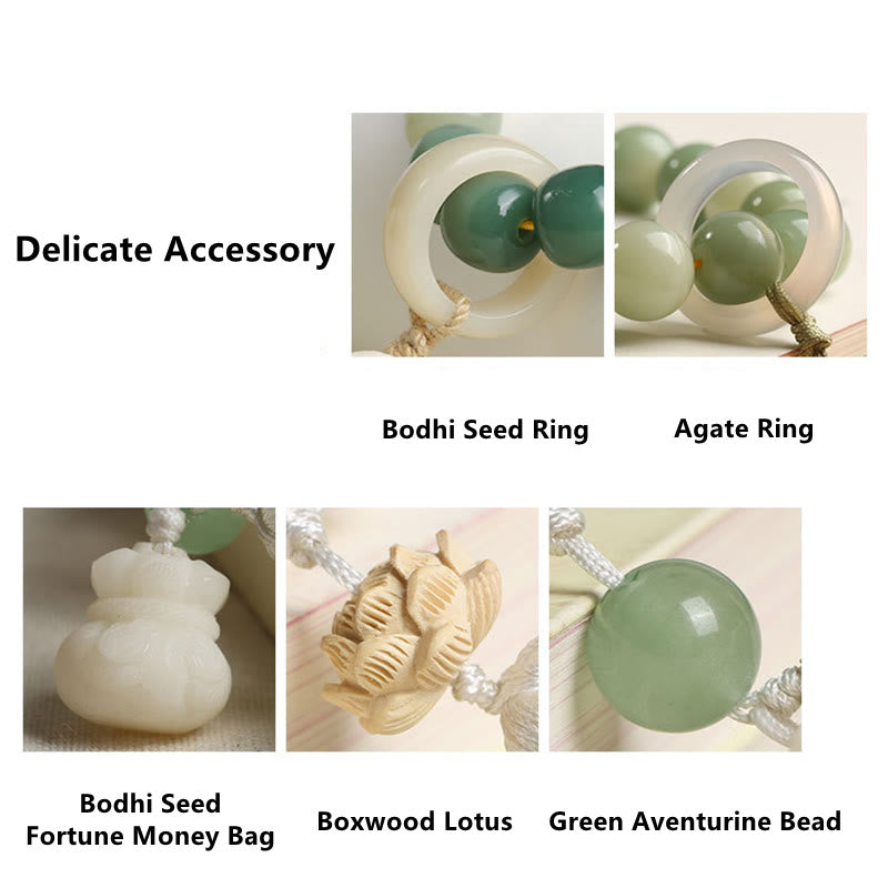 12mm Bodhi Seed Lotus Wisdom Wrist Mala Bracelet