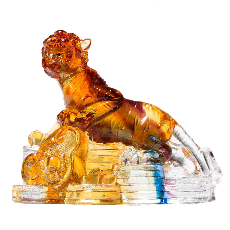 Handmade Liuli Crystal Chinese Dragon Figurine for Protection & Prosperity