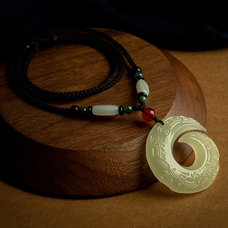 Jade Peace Buckle Necklace for Luck & Prosperity Pendant