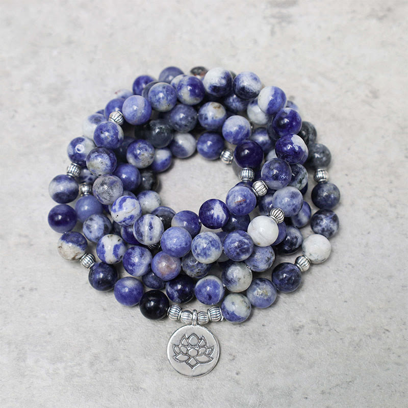 6mm Blue Aventurine Lotus Peace Necklace & Bracelet